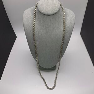 Vintage Silver Tone Twisted Chain Link Necklace 20”